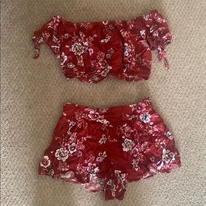 Off the shoulder top and short set